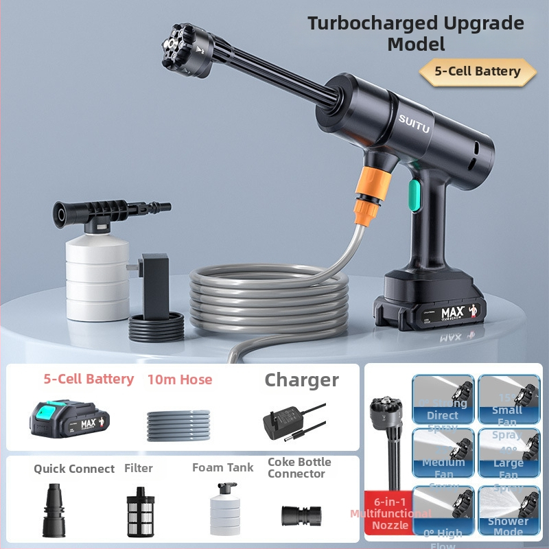 Spălător auto fără fir cu presiune înaltă, baterie Li-ion reîncărcabilă 7,4V, 60W, furtun 10 m, debit 20 L/min