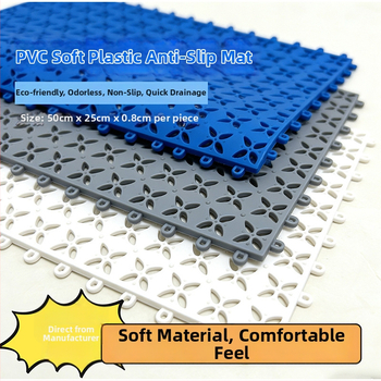 Interlocking PVC protišmyková odtoková rohož pre vnútorné a vonkajšie vodné parky, s možnosťou vlastného loga, spracovanie prispôsobenia, vhodná pre bazény, šatne a sprchy