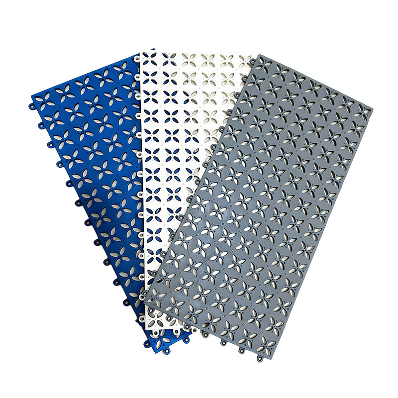 Διασυνδεόμενη PVC αντιολισθητική δάπεδο αποστράγγισης για εσωτερικά και εξωτερικά υδάτινα πάρκα, με δυνατότητα εκτύπωσης λογότυπου και εξατομίκευση επεξεργασίας, κατάλληλη για πισίνες, αποδυτήρια και ντους