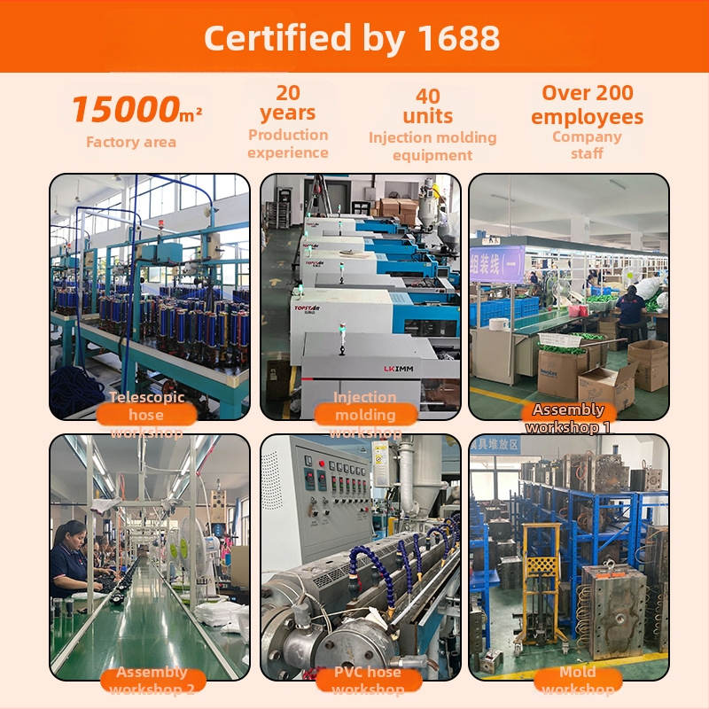 Telescopický vysokotlaký vodný had so striekacou pištoľou, vnútorný priemer 6 mm, materiál TPE, Shane