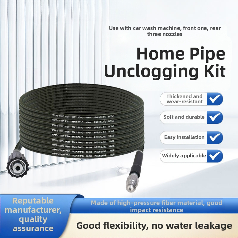 Vysokotlaký odblokovací nástroj na potrubia pre domáce použitie – Nylon a nerezová oceľ, 1,0 kg, rozhranie zinkovej zliatiny, tryska z hliníkovej zliatiny