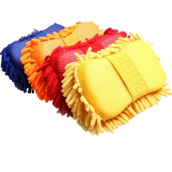 Rukavice za čišćenje automobila; 2-u-1 chenille spužvasti rukavica; materijal: koralni insekt; blok spužve