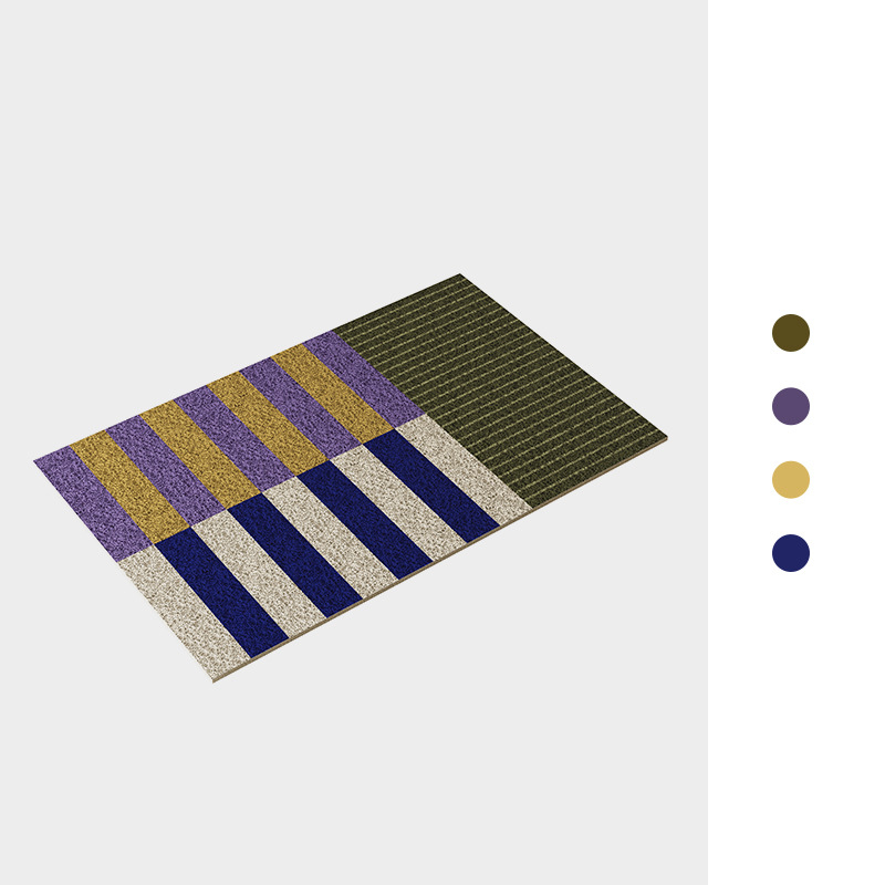 Ulanduo PVC ulazna podloga sa silk-circle dizajnom – kvadratni oblik, prugasti i geometrijski uzorak, rezanje po narudžbi, protuklizno