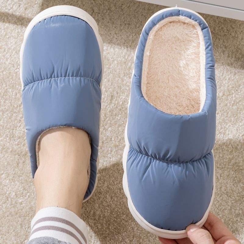 Muške vodootporne papuče za unutarnju upotrebu, gornji dio od elastičnog materijala, potplat od TPR-a, topla fleece podstava, minimalistički stil