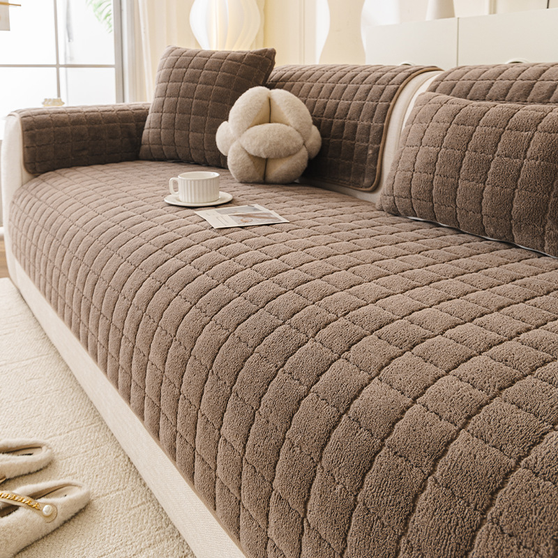 Κάλυμμα μαξιλαριού καναπέ, Shu cotton velvet, ενιαίο αντιολισθητικό σχέδιο, μινιμαλιστικό στυλ, για γωνιακό καναπέ