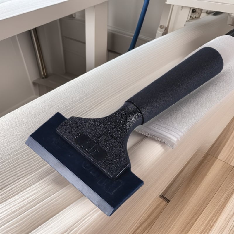 Autófóliához készült kaparó hosszú nyéllel, műanyag testtel és Oxford szalaggal