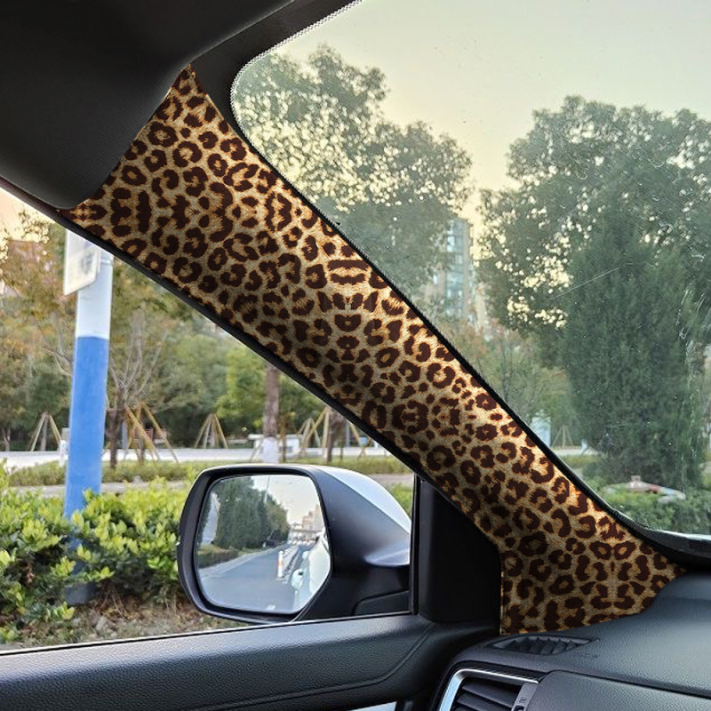 Auto unutarnji film s leopardim uzorkom za A/B stupove, samoljepljiva podloga, univerzalna kompatibilnost