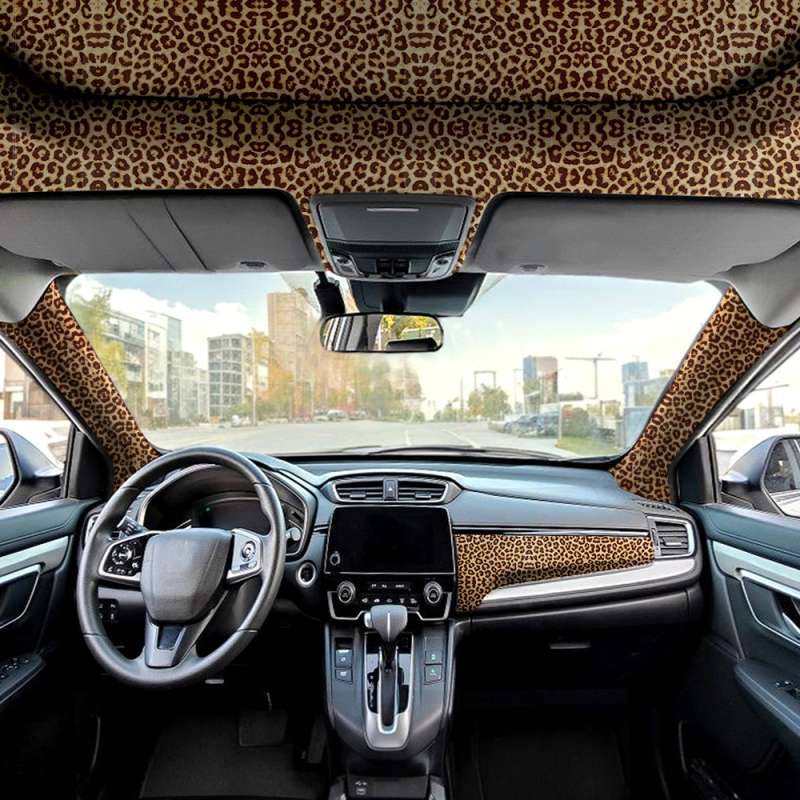 Auto unutarnji film s leopardim uzorkom za A/B stupove, samoljepljiva podloga, univerzalna kompatibilnost