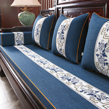 Μαξιλάρι καναπέ Ancient Taste Mason - Λινό, Ριγέ μοτίβο, Για συνδυασμένους καναπέδες, Νέο κινεζικό στυλ, Με φερμουάρ