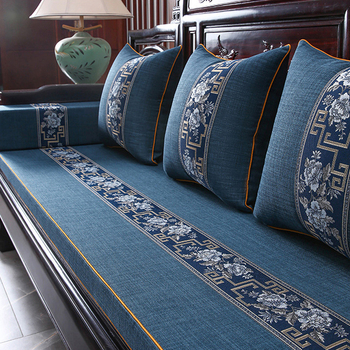 Μαξιλάρι καναπέ Ancient Taste Mason - Λινό, Ριγέ μοτίβο, Για συνδυασμένους καναπέδες, Νέο κινεζικό στυλ, Με φερμουάρ