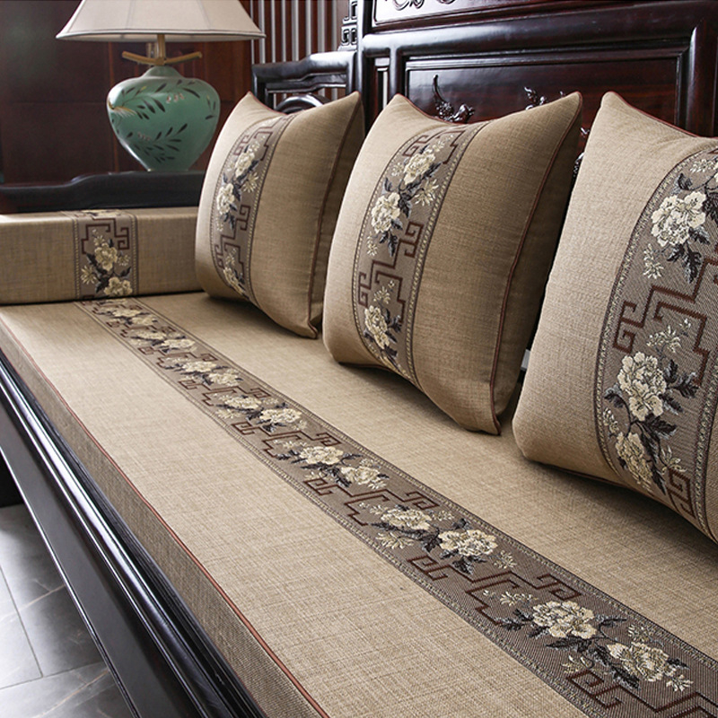 Μαξιλάρι καναπέ Ancient Taste Mason - Λινό, Ριγέ μοτίβο, Για συνδυασμένους καναπέδες, Νέο κινεζικό στυλ, Με φερμουάρ