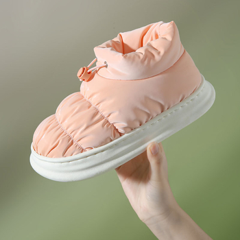 Αδιάβροχες παντόφλες από πούπουλο-βαμβάκα, Unisex για άνδρες και γυναίκες, με παχιά σόλα, κατάλληλες για εσωτερική και εξωτερική χρήση, κλειστή φτέρνα