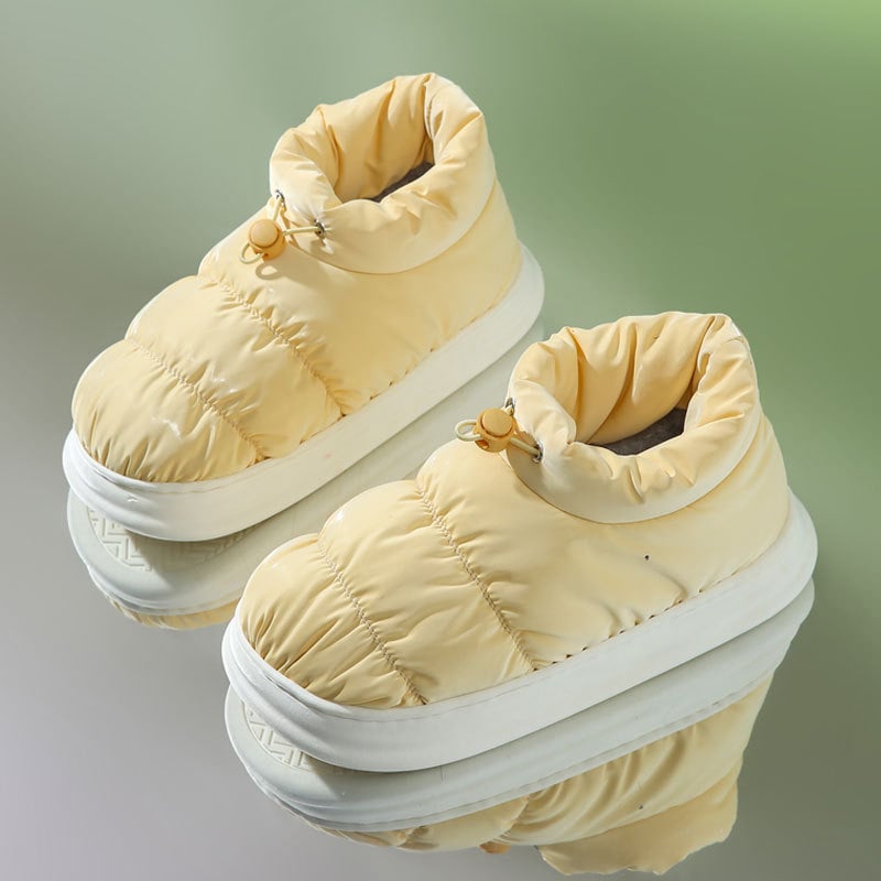 Αδιάβροχες παντόφλες από πούπουλο-βαμβάκα, Unisex για άνδρες και γυναίκες, με παχιά σόλα, κατάλληλες για εσωτερική και εξωτερική χρήση, κλειστή φτέρνα