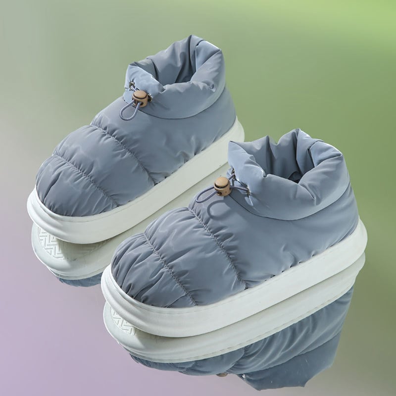 Αδιάβροχες παντόφλες από πούπουλο-βαμβάκα, Unisex για άνδρες και γυναίκες, με παχιά σόλα, κατάλληλες για εσωτερική και εξωτερική χρήση, κλειστή φτέρνα