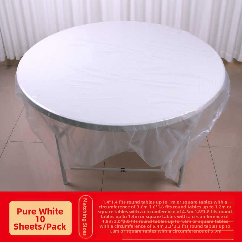 Jednokratni stolnjak, plastični (PE/polyetilen), kvadratnog oblika, standardne debljine, moguć tisak loga, 10 komada u pakiranju, rok trajanja 5 godina