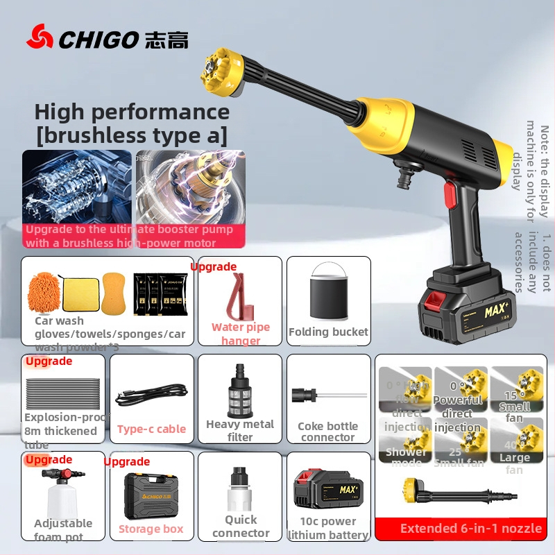 Zhigao L3 Bezdrôtový Prenosný Vysokotlaký Čistič Auta So Štetkou