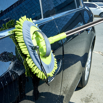 Rozsdamentes acélból készült teleszkópos autómosó mop — nedves és száraz használat, sík fej, többfunkciós karosszéria tisztító fej, 3–4 szakasz