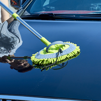 Rozsdamentes acélból készült teleszkópos autómosó mop — nedves és száraz használat, sík fej, többfunkciós karosszéria tisztító fej, 3–4 szakasz