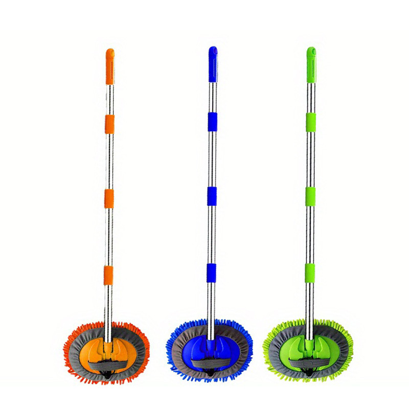 Rozsdamentes acélból készült teleszkópos autómosó mop — nedves és száraz használat, sík fej, többfunkciós karosszéria tisztító fej, 3–4 szakasz
