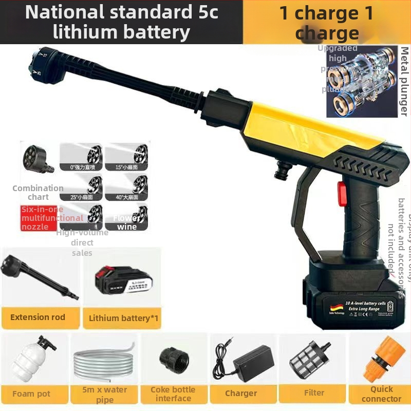 Πιστόλι Πλυσίματος Αυτοκινήτου, Ασύρματο Υψηλής Πίεσης Φορητός Πλυστήρας, Μοντέλο 9105, 55 bar, 3–4 L/min, 110–220 V, ABS με χαλκού εξαρτήματα