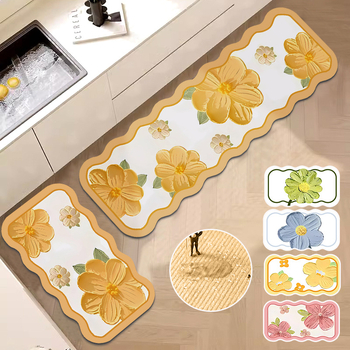 Covoraș bucătărie din diatomit, pătrat, cu dungi; rezistent la ulei, absorbant, impermeabil, rezistent la pete; potrivit pentru bucătărie, hol, sufragerie, baie