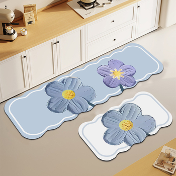 Covoraș bucătărie din diatomit, pătrat, cu dungi; rezistent la ulei, absorbant, impermeabil, rezistent la pete; potrivit pentru bucătărie, hol, sufragerie, baie