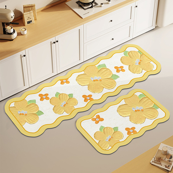 Covoraș bucătărie din diatomit, pătrat, cu dungi; rezistent la ulei, absorbant, impermeabil, rezistent la pete; potrivit pentru bucătărie, hol, sufragerie, baie