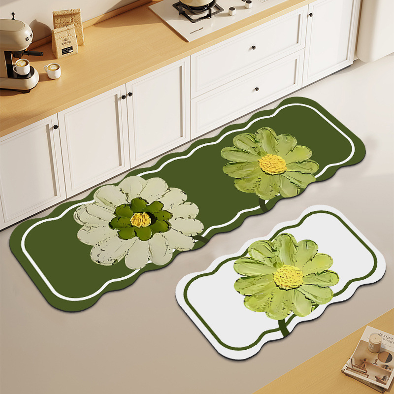 Covoraș bucătărie din diatomit, pătrat, cu dungi; rezistent la ulei, absorbant, impermeabil, rezistent la pete; potrivit pentru bucătărie, hol, sufragerie, baie