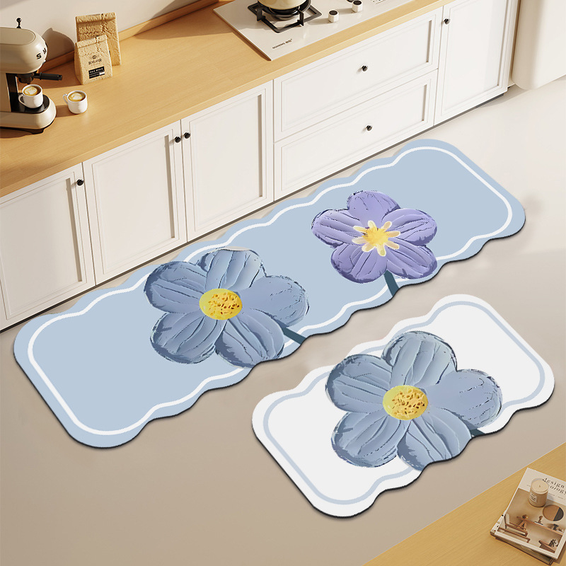 Covoraș bucătărie din diatomit, pătrat, cu dungi; rezistent la ulei, absorbant, impermeabil, rezistent la pete; potrivit pentru bucătărie, hol, sufragerie, baie