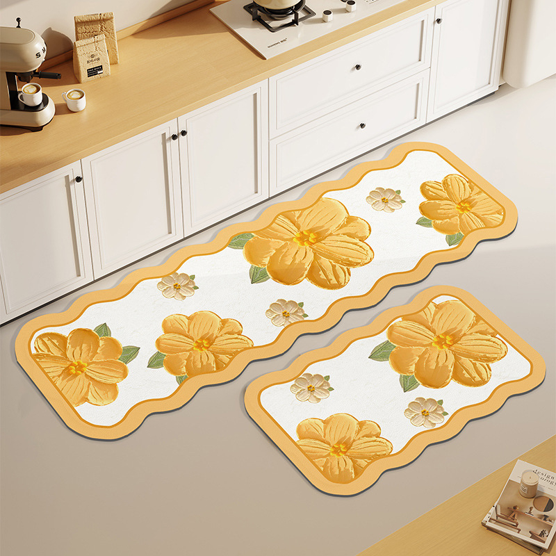 Covoraș bucătărie din diatomit, pătrat, cu dungi; rezistent la ulei, absorbant, impermeabil, rezistent la pete; potrivit pentru bucătărie, hol, sufragerie, baie