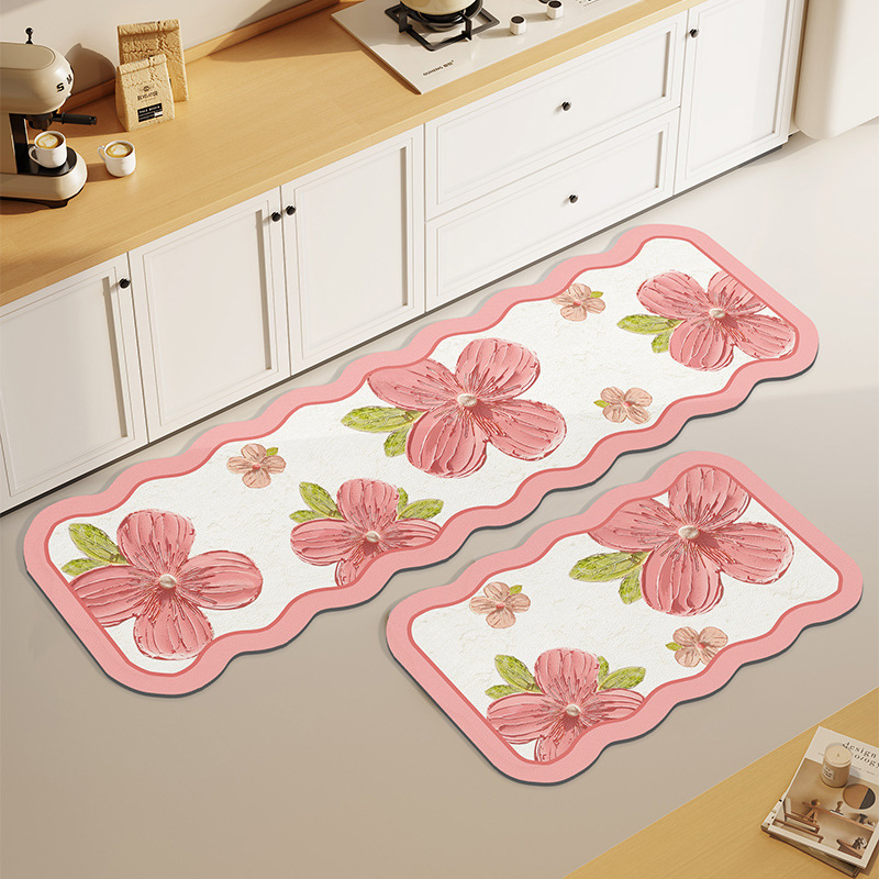 Covoraș bucătărie din diatomit, pătrat, cu dungi; rezistent la ulei, absorbant, impermeabil, rezistent la pete; potrivit pentru bucătărie, hol, sufragerie, baie