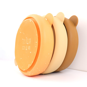 Vaikiška silikono dalijamo lėkštė su prispaudžiamu siurbtuku – gyvūno formos, neslystanti, nuo 3 mėnesių