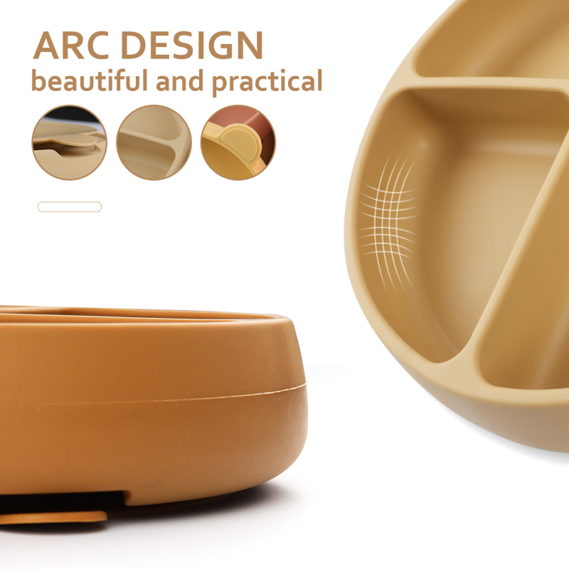 Vaikiška silikono dalijamo lėkštė su prispaudžiamu siurbtuku – gyvūno formos, neslystanti, nuo 3 mėnesių