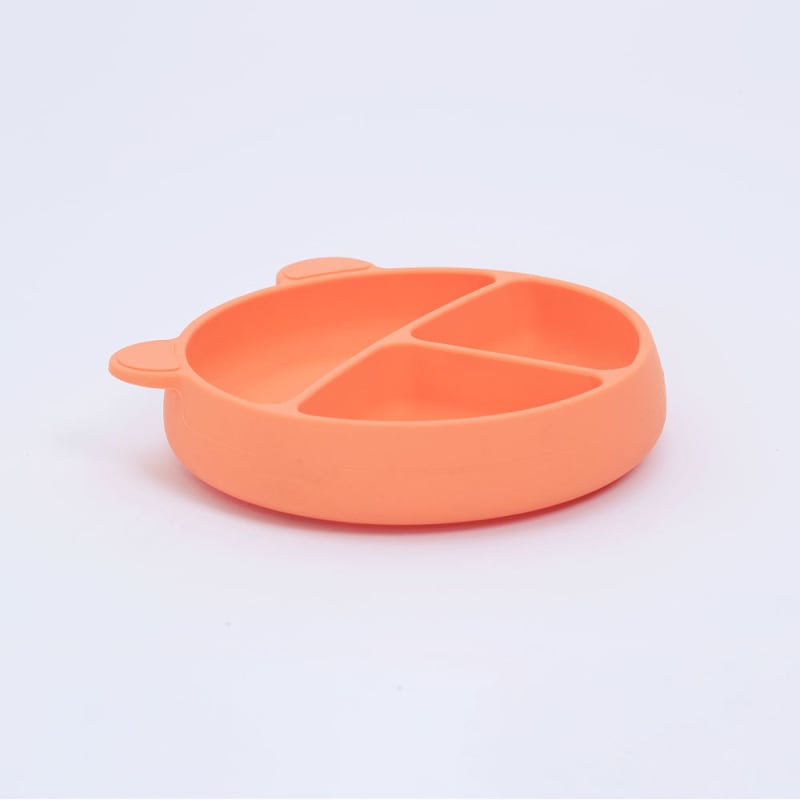 Vaikiška silikono dalijamo lėkštė su prispaudžiamu siurbtuku – gyvūno formos, neslystanti, nuo 3 mėnesių