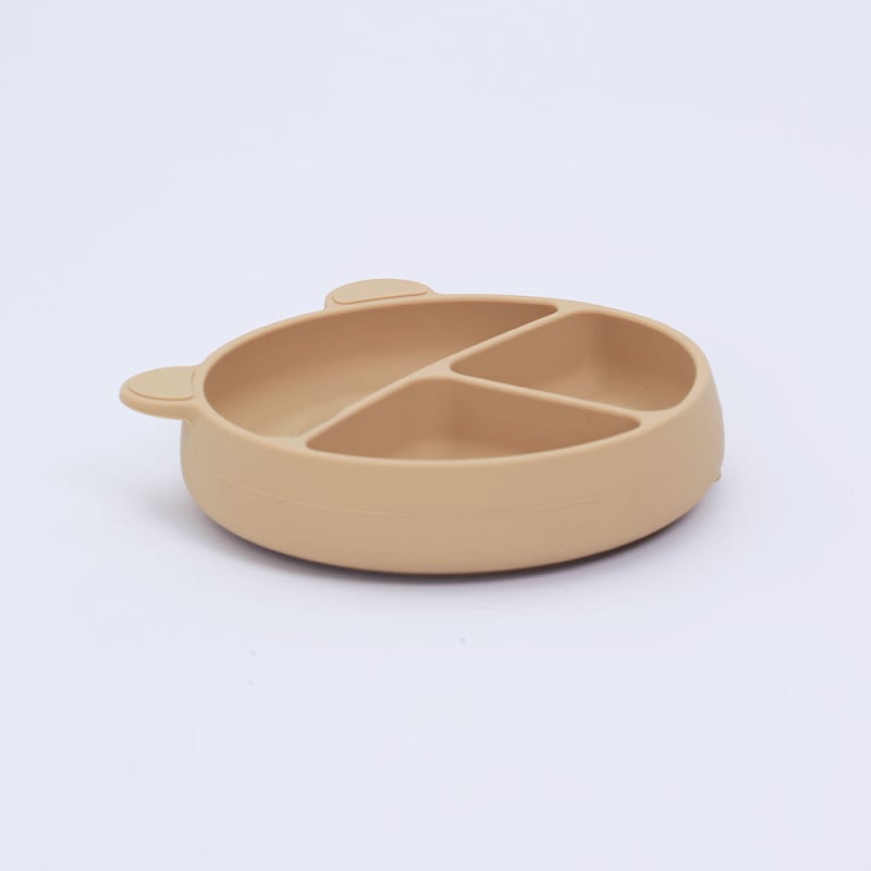 Vaikiška silikono dalijamo lėkštė su prispaudžiamu siurbtuku – gyvūno formos, neslystanti, nuo 3 mėnesių