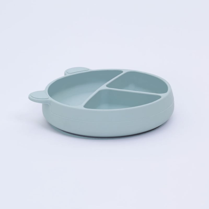 Vaikiška silikono dalijamo lėkštė su prispaudžiamu siurbtuku – gyvūno formos, neslystanti, nuo 3 mėnesių