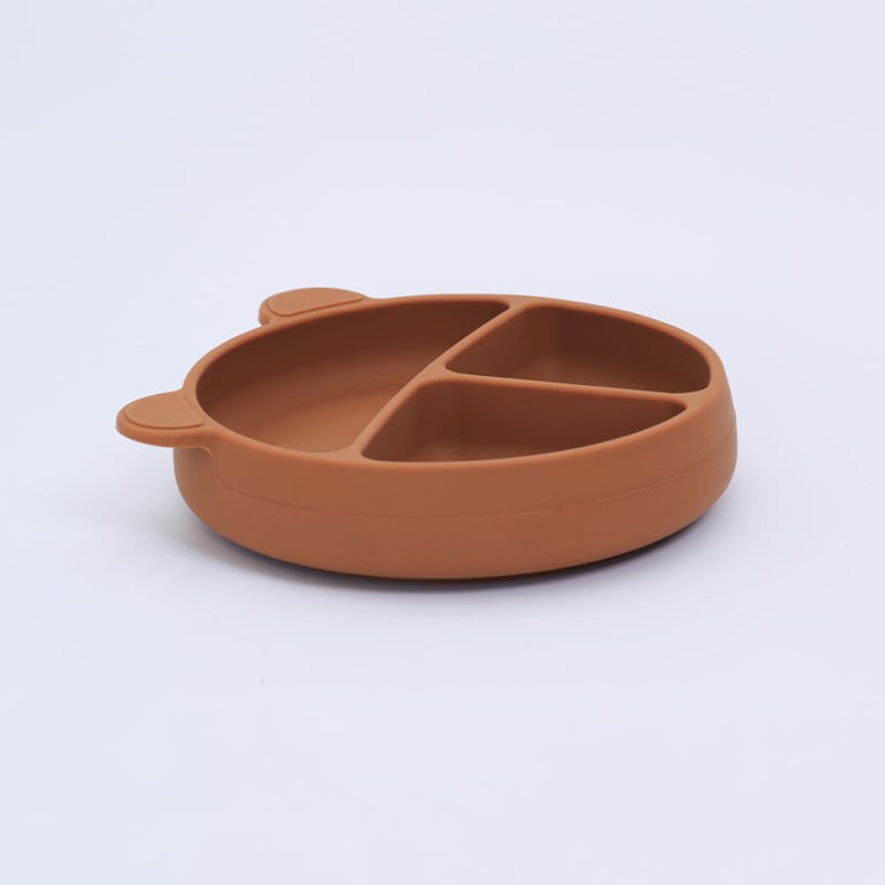 Vaikiška silikono dalijamo lėkštė su prispaudžiamu siurbtuku – gyvūno formos, neslystanti, nuo 3 mėnesių