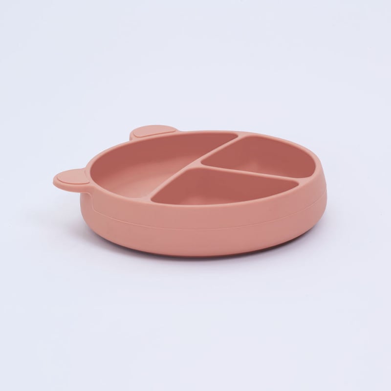 Vaikiška silikono dalijamo lėkštė su prispaudžiamu siurbtuku – gyvūno formos, neslystanti, nuo 3 mėnesių