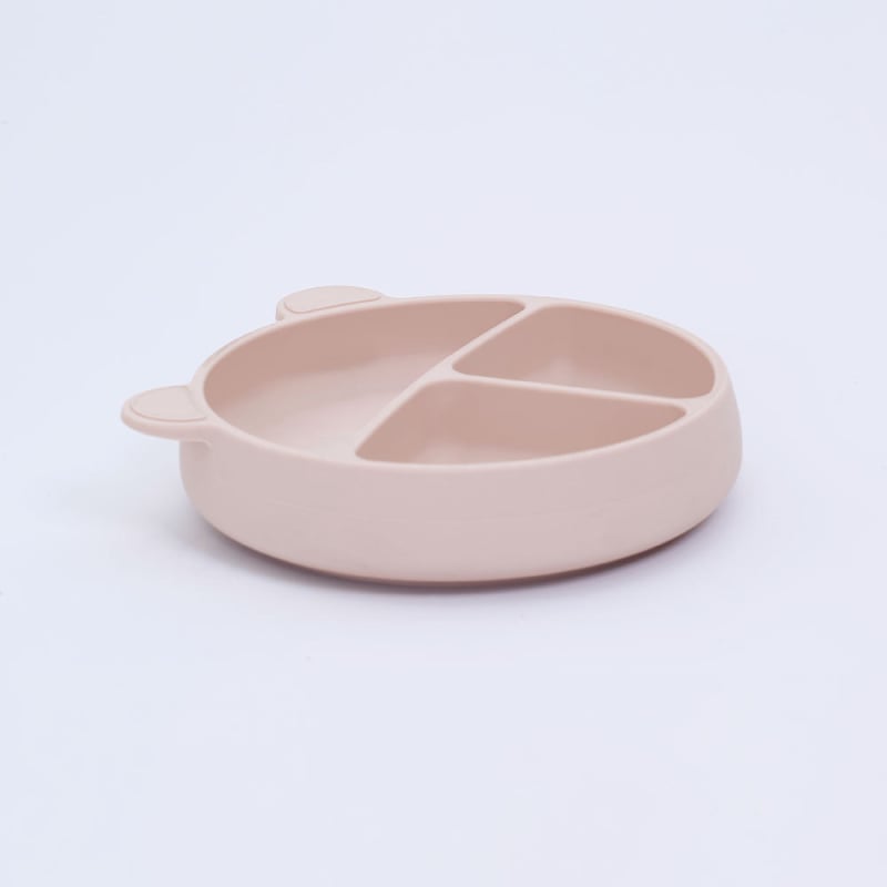 Vaikiška silikono dalijamo lėkštė su prispaudžiamu siurbtuku – gyvūno formos, neslystanti, nuo 3 mėnesių