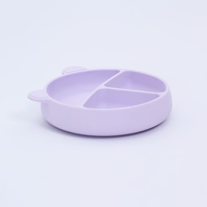 Vaikiška silikono dalijamo lėkštė su prispaudžiamu siurbtuku – gyvūno formos, neslystanti, nuo 3 mėnesių