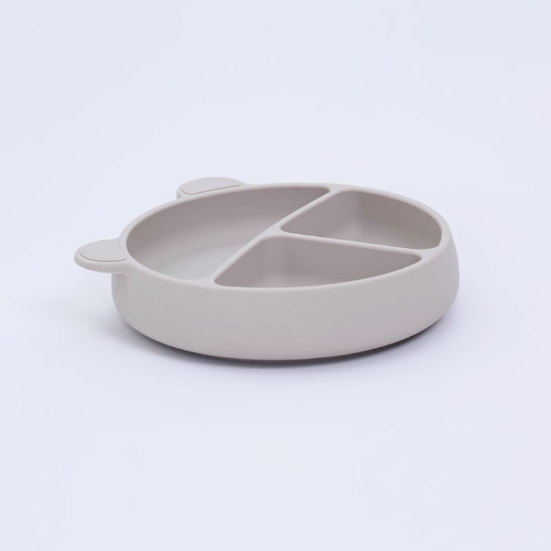 Vaikiška silikono dalijamo lėkštė su prispaudžiamu siurbtuku – gyvūno formos, neslystanti, nuo 3 mėnesių