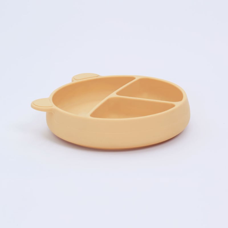 Vaikiška silikono dalijamo lėkštė su prispaudžiamu siurbtuku – gyvūno formos, neslystanti, nuo 3 mėnesių