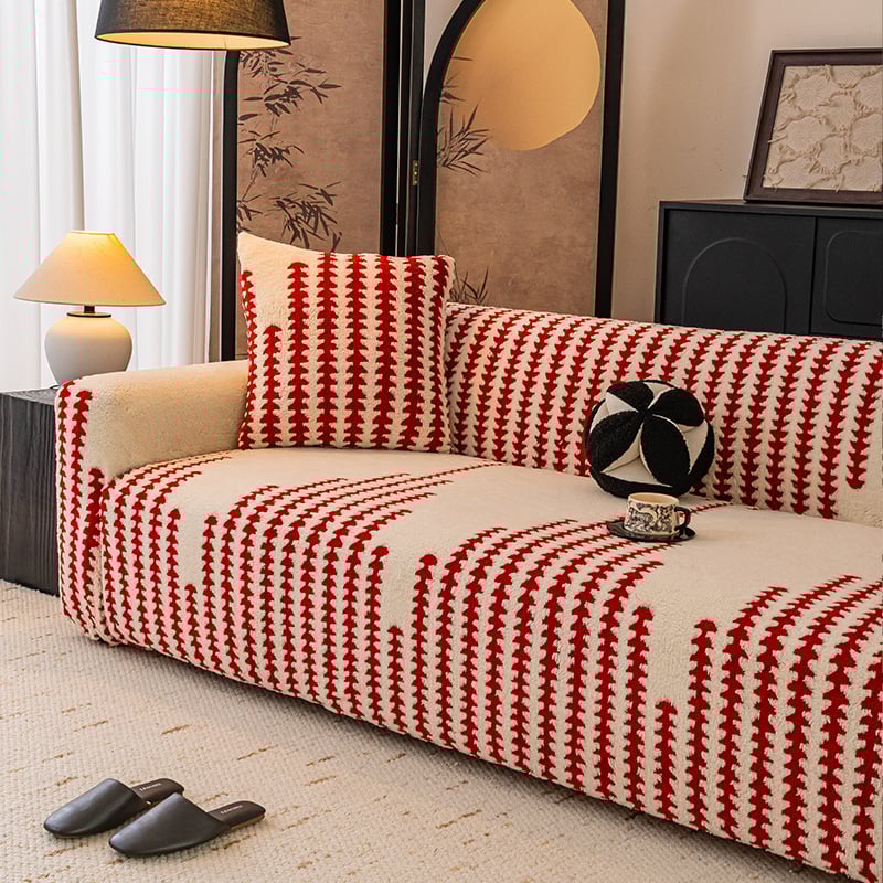 Κάλυμμα καναπέ Shuyi από φλίς με σχέδιο ψαροκόκαλο, κατάλληλο για όλους τους καναπέδες, μινιμαλιστικό στυλ, τύπος μαξιλακιού