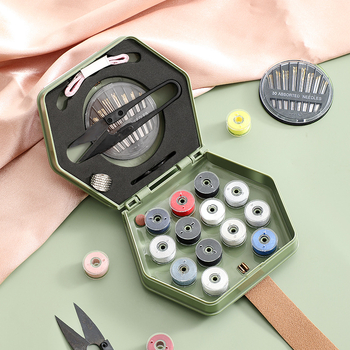 Hordozható varrókészlet műanyag dobozban, 60 darab, japán könnyed luxus stílus