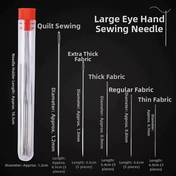 34-dielny set šijacích ihiel z nerezovej ocele, s veľkými očami, na domáce použitie