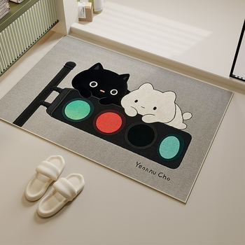 Protuklizna kupaonska prostirka od poliesternih vlakana, kvadratnog oblika, karikaturalni uzorak, pogodna za kupaonu i ulaz, za pranje