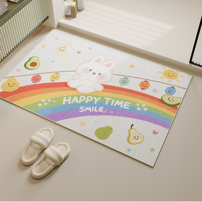 Protuklizna kupaonska prostirka od poliesternih vlakana, kvadratnog oblika, karikaturalni uzorak, pogodna za kupaonu i ulaz, za pranje