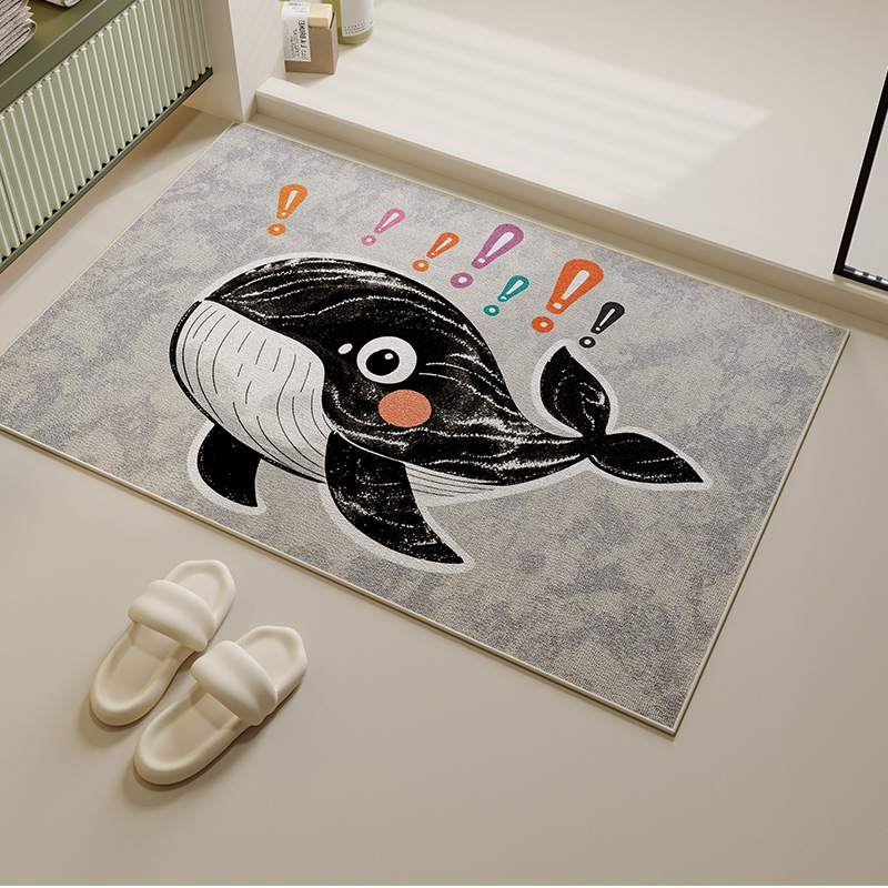 Protuklizna kupaonska prostirka od poliesternih vlakana, kvadratnog oblika, karikaturalni uzorak, pogodna za kupaonu i ulaz, za pranje