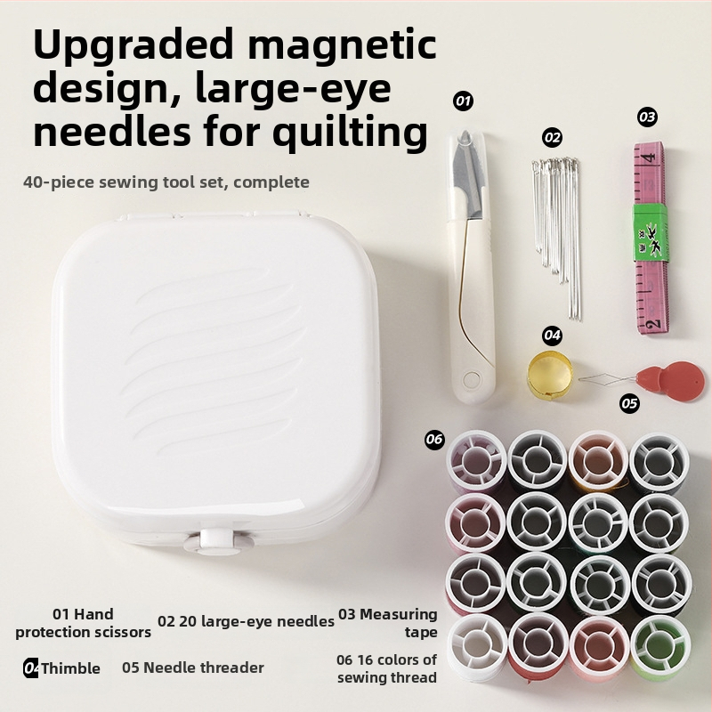 Šijací box, prenosný vreckový štýl, plastová konštrukcia, 100 kusov, 265 g