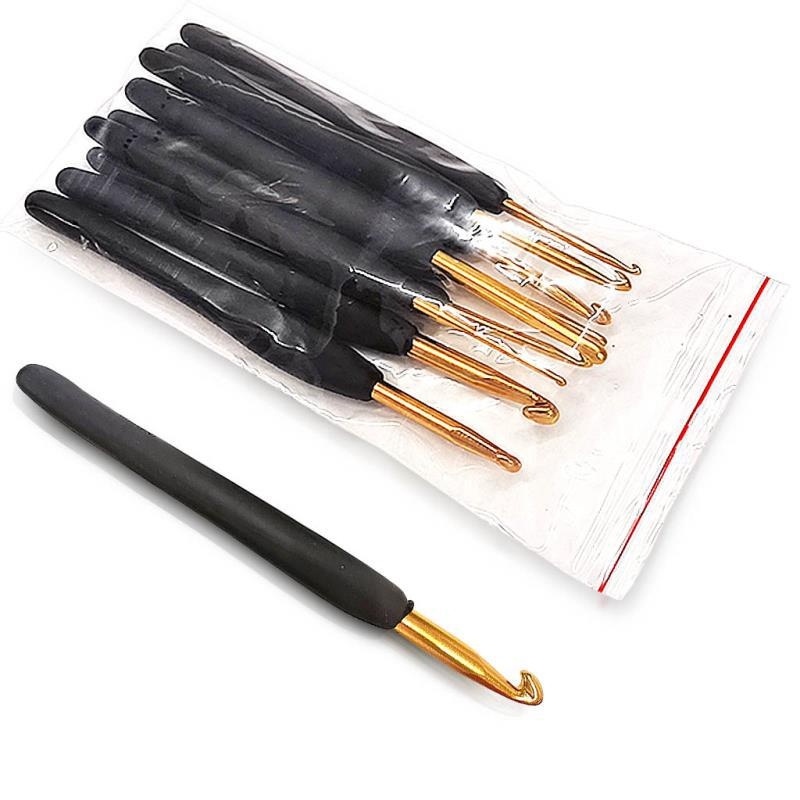 Set alata za pletenje: 9 aluminijskih kukica s TPR silikon drškama, japanski stil, lagani luksuz, s pakiranjem, mogućnost prilagodbe obrade